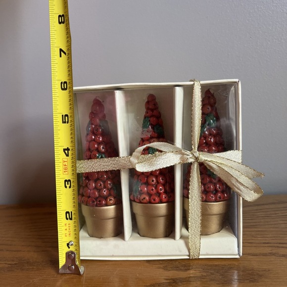 Vintage tag Cranberry Tree Candles‎ Set/3 Topiary Tree 1999 NOS - Picture 4 of 5